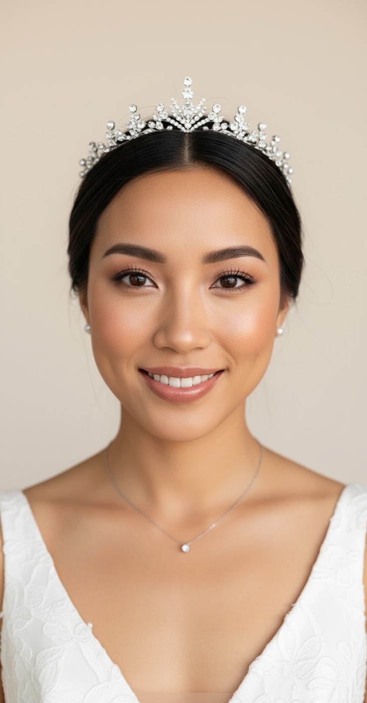 After Bridal Updo With Crown